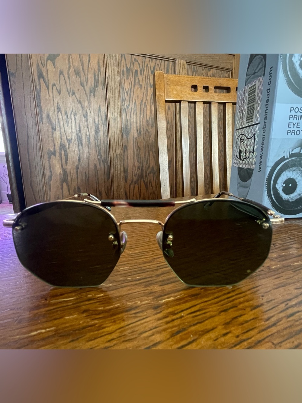 Brand new - Brain Dead - Kaz Post Modern Primitive Sunglasses (Black/Gold)